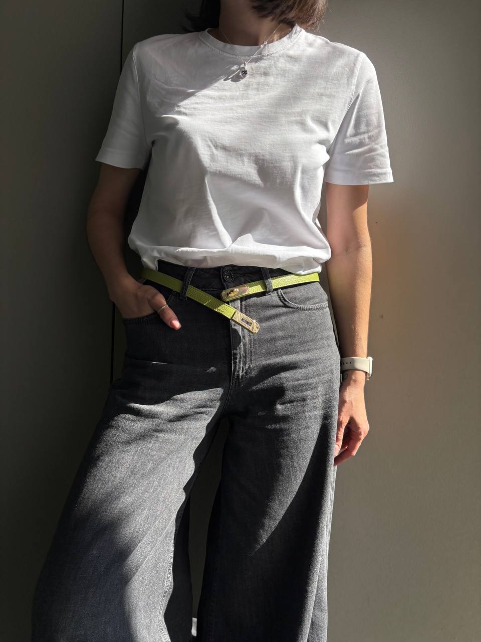 Ремень женский кожаный узкий LEATHER