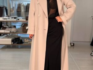 Пальто двубортное макси бежевое MaxMara