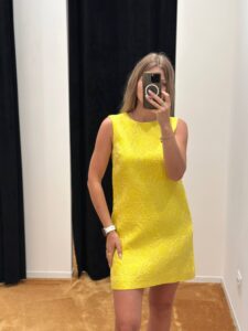 Желтое жаккардовое платье мини Dolce