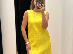 Желтое жаккардовое платье мини Dolce