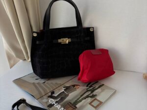 Сумка женская замшевая черная LEATHER