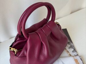 Кожаная женская сумка бордовая LEATHER