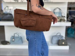 Сумка женская замшевая коричневая LEATHER