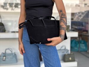 Сумка женская замшевая черная LEATHER