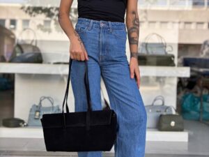 Сумка женская замшевая черная LEATHER