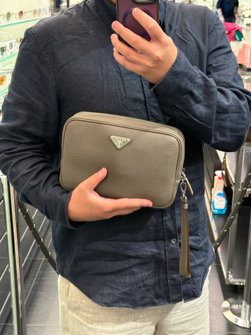 Кожаная барсетка Prada Prada Outlet