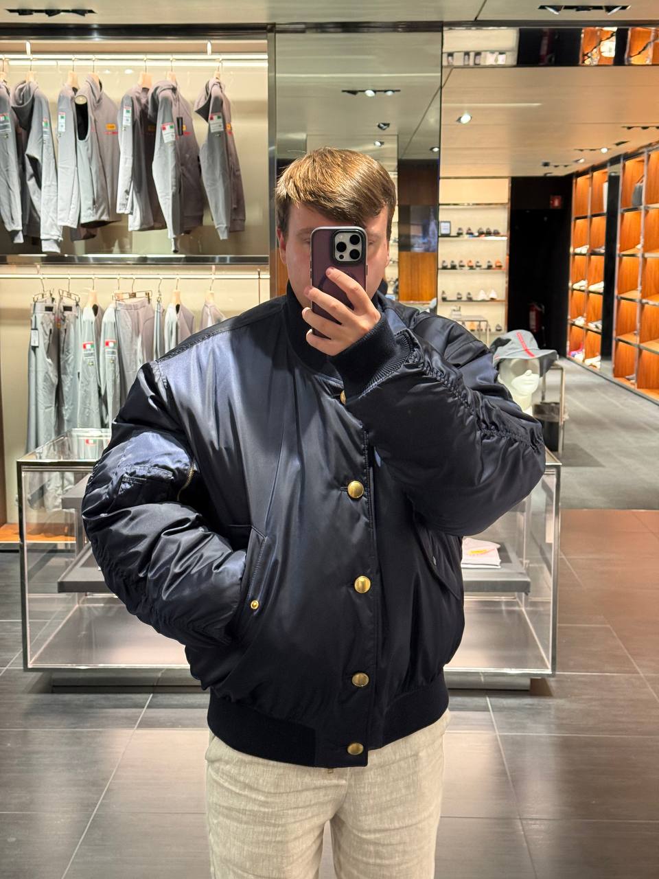 Бомбер Prada Re-Nylon синий Prada