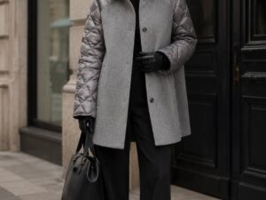 Пальто комбинированное с капюшоном MaxMara