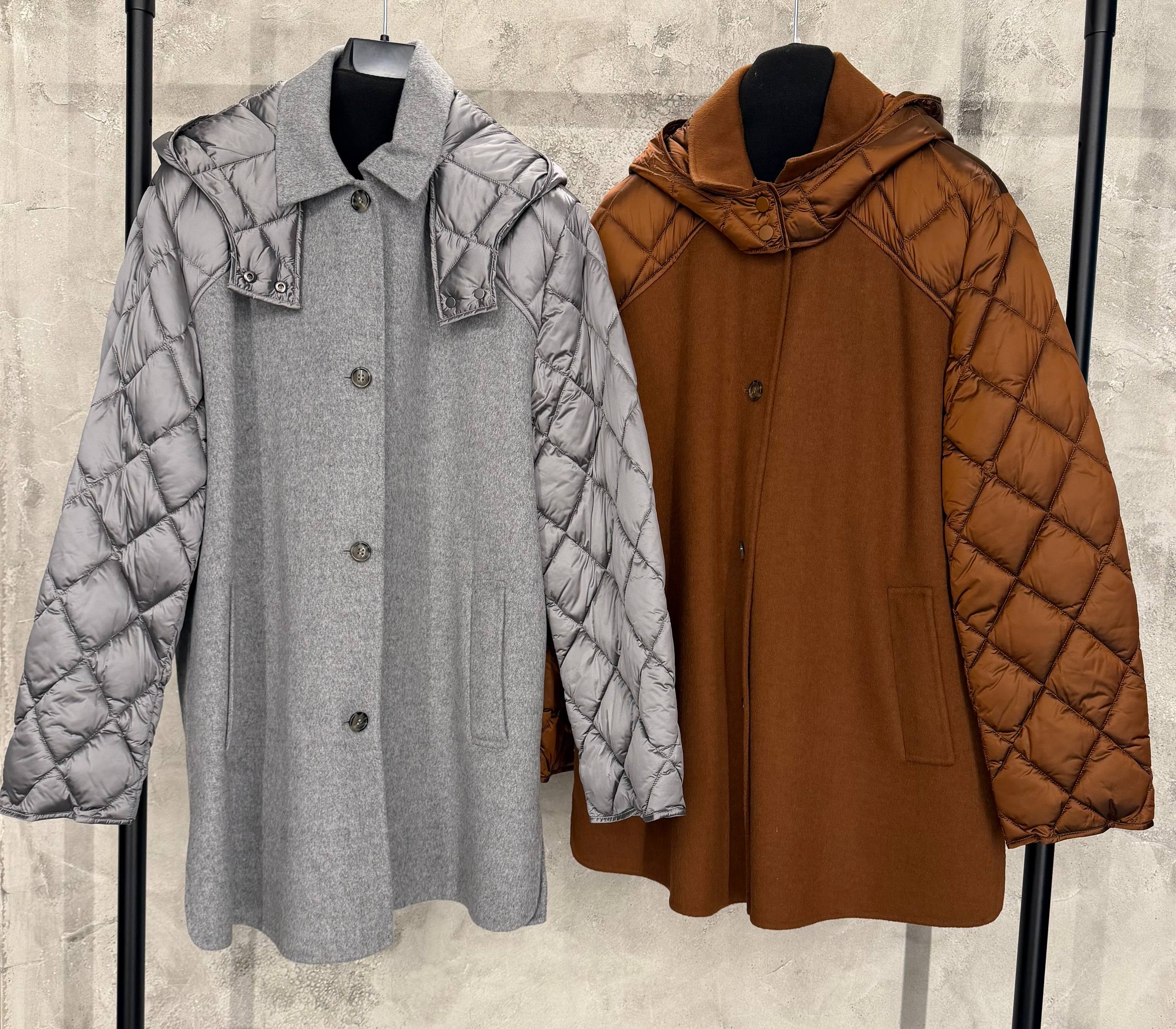 Пальто комбинированное с капюшоном MaxMara