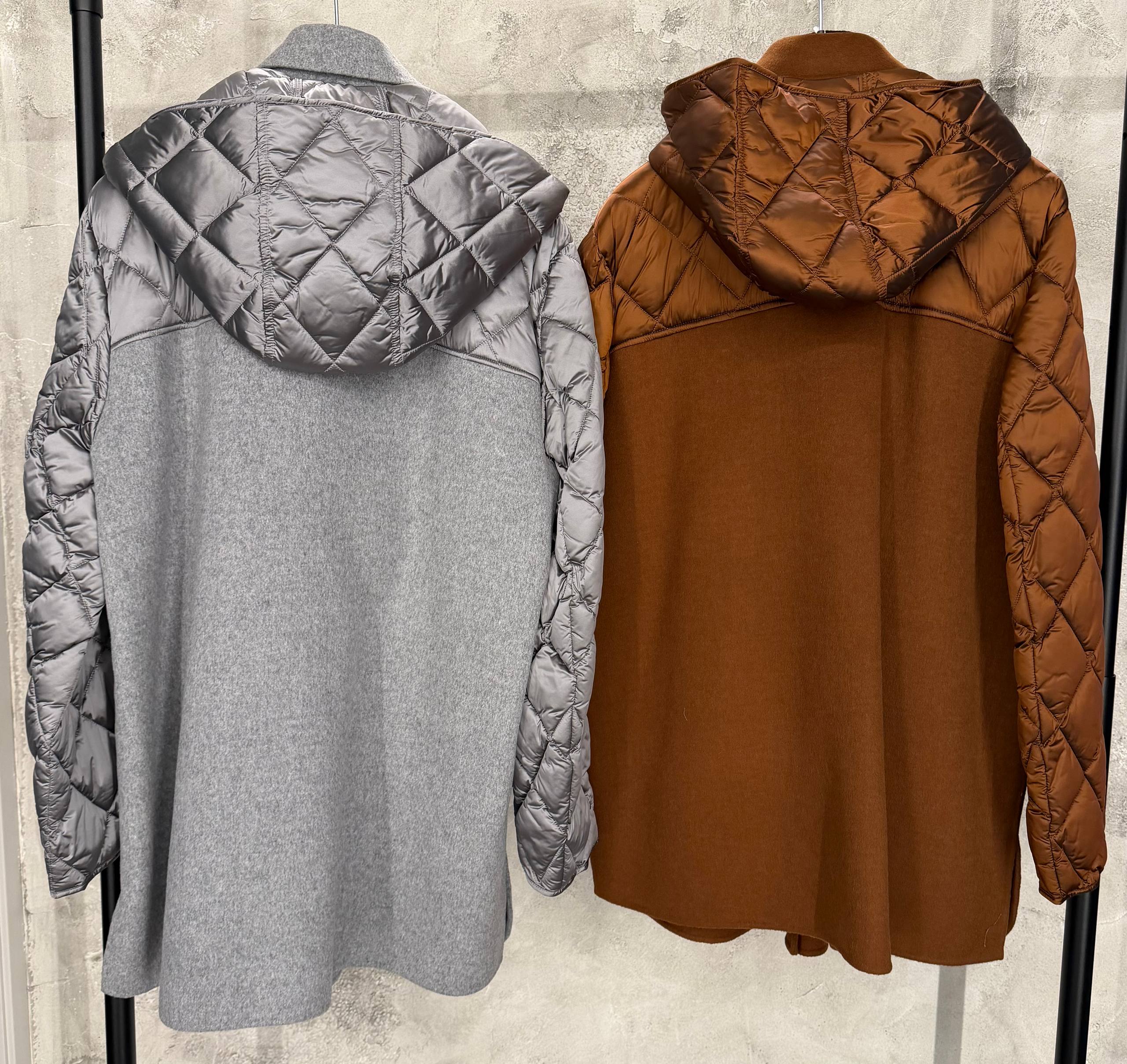 Пальто комбинированное с капюшоном MaxMara