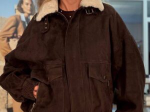 Замшевый бомбер с мехом MaxMara