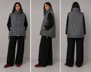 Жилет утепленный темно-серый MaxMara