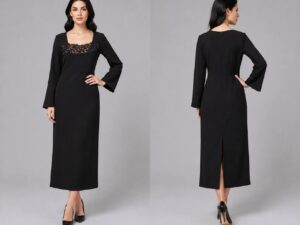 Платье черное с кружевом MaxMara