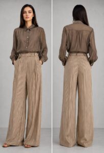 Брюки широкие в полоску MaxMara