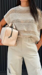 Вязаный ажурный топ бежевый MaxMara