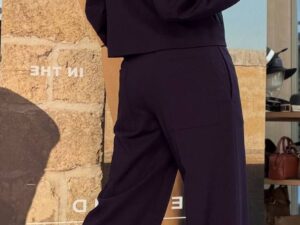 Брюки женские расклешенные тёмно-синие MaxMara