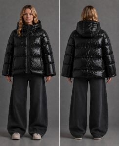 Пуховик женский черного цвета MaxMara
