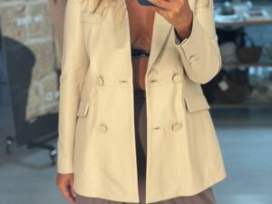 Кожаный двубортный жакет MaxMara
