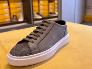 Кожаные кеды со стразами MaxMara