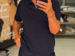 Поло трикотажное женское темно-синее MaxMara