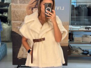 Меховой кейп с поясом MaxMara