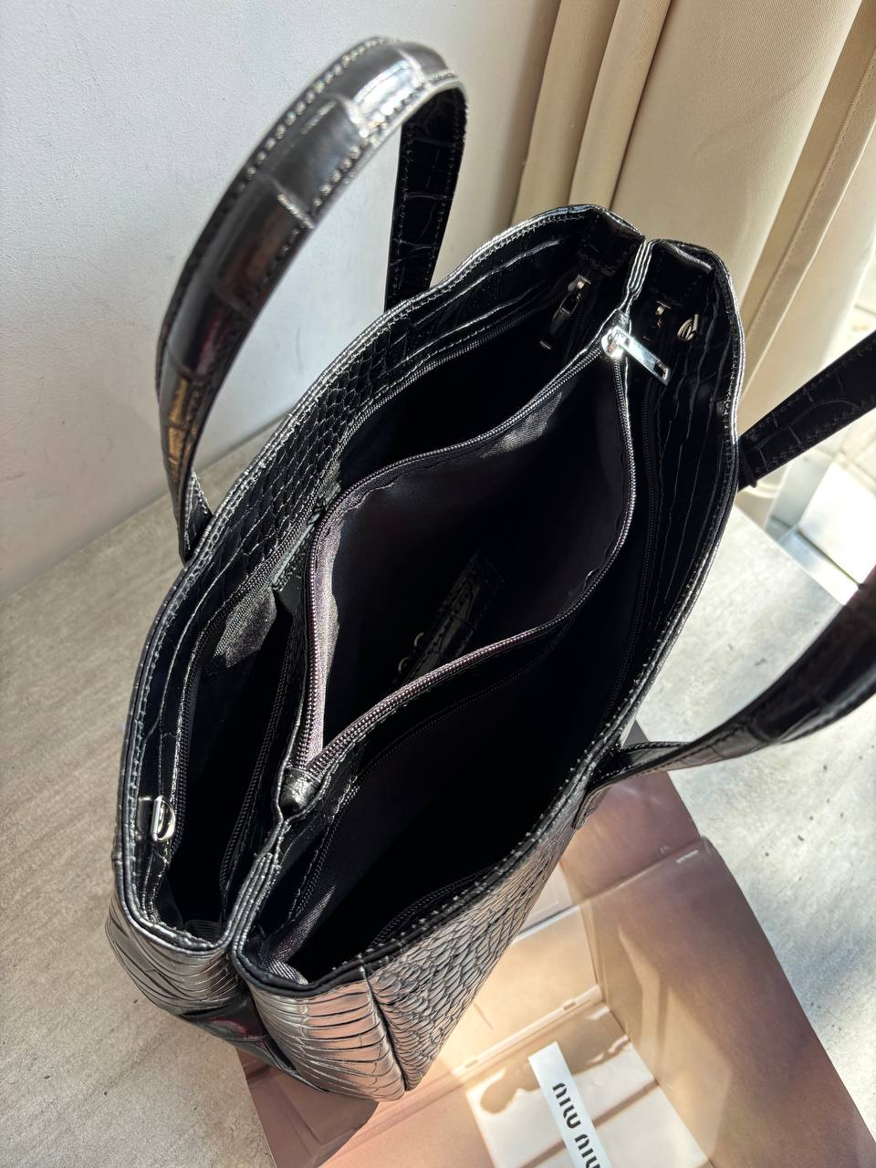 Кожаная сумка-тоут под крокодила LEATHER 2