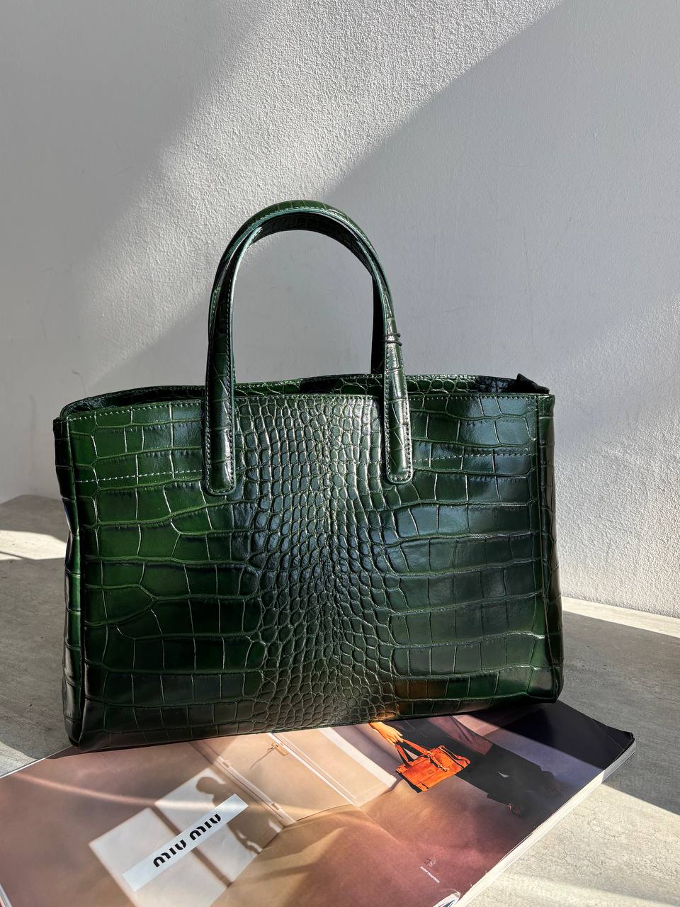 Кожаная сумка-тоут под крокодила LEATHER