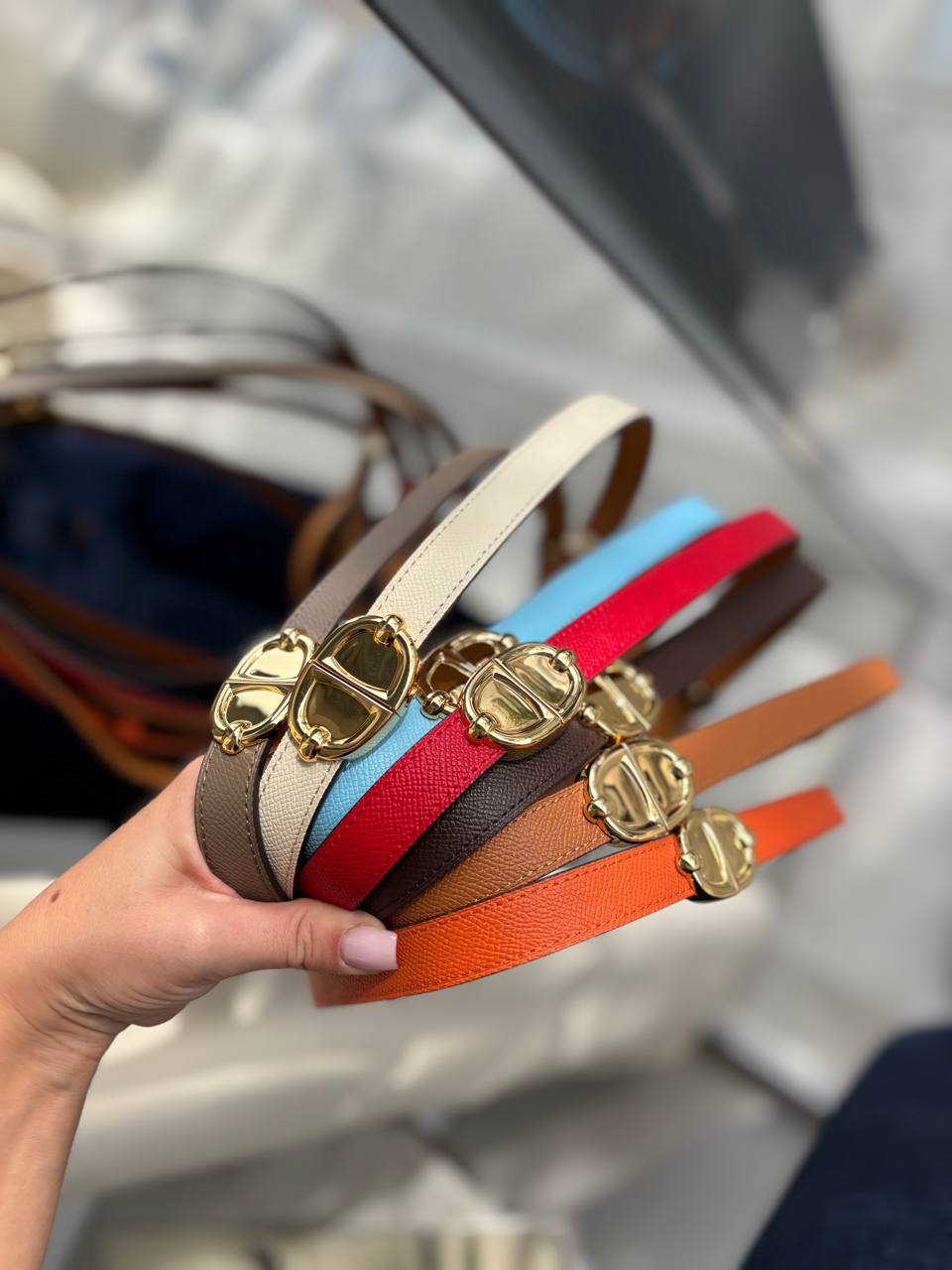 Ремень женский кожаный узкий LEATHER