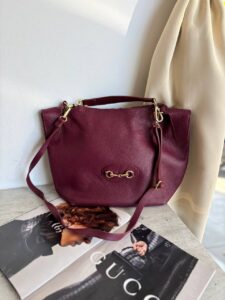 Женская кожаная сумка бордовая LEATHER