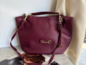 Женская кожаная сумка бордовая LEATHER