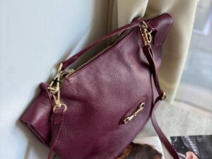 Женская кожаная сумка бордовая LEATHER