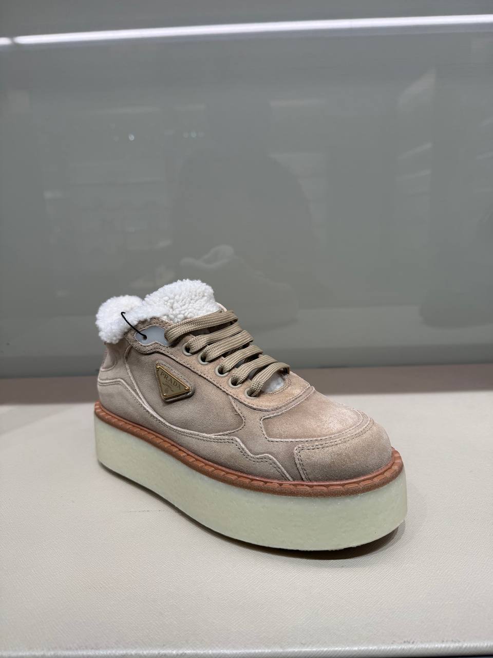 Кроссовки с мехом Prada Prada