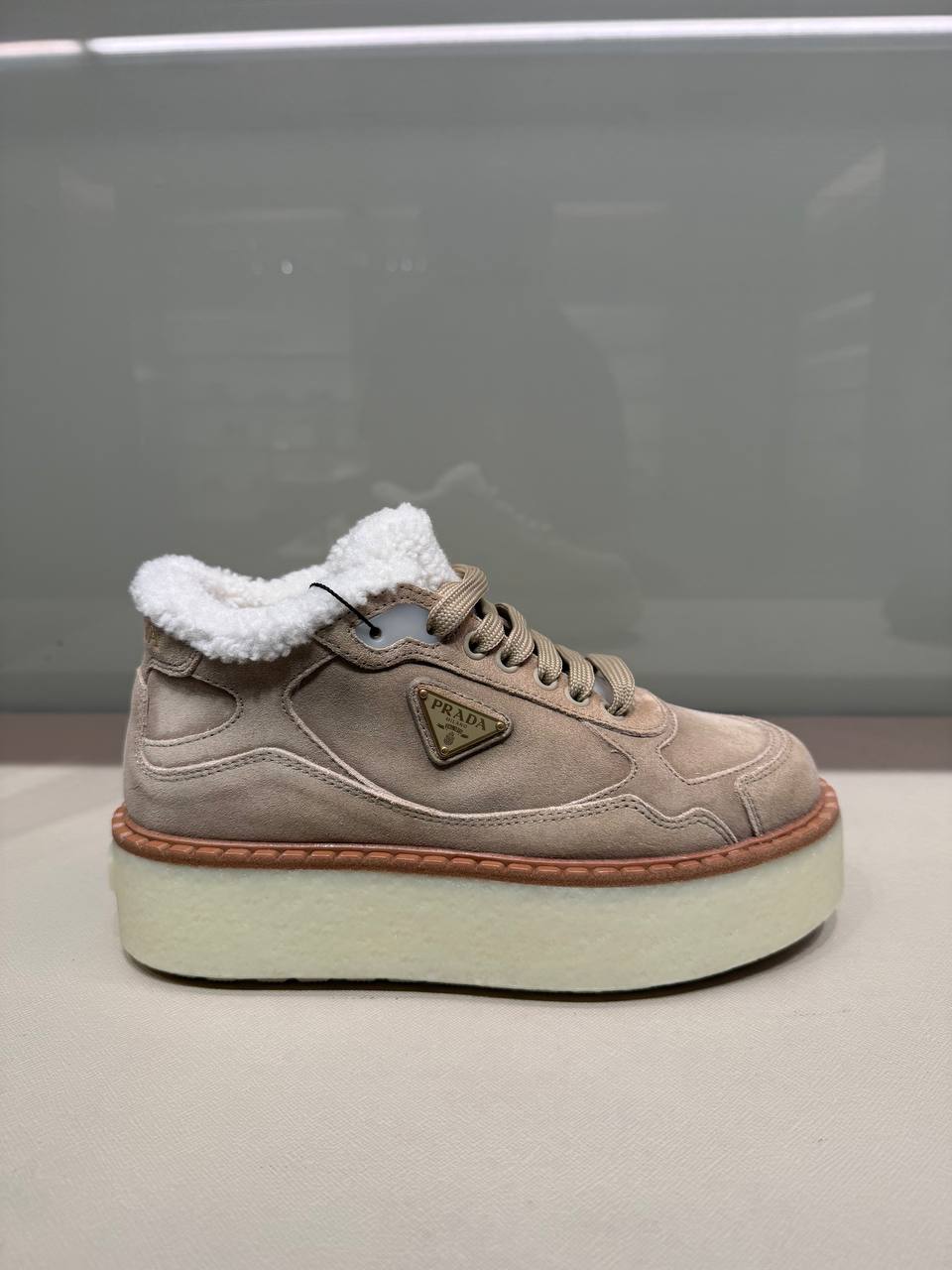 Кроссовки с мехом Prada Prada