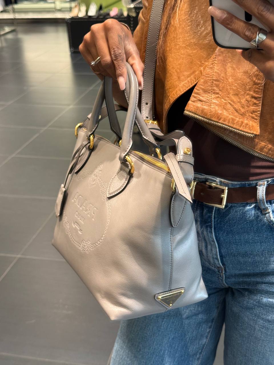 Кожаная сумка тоут Prada Prada