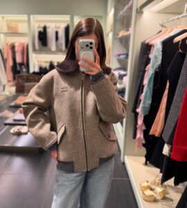 Шерстяной бомбер Miu Miu Prada