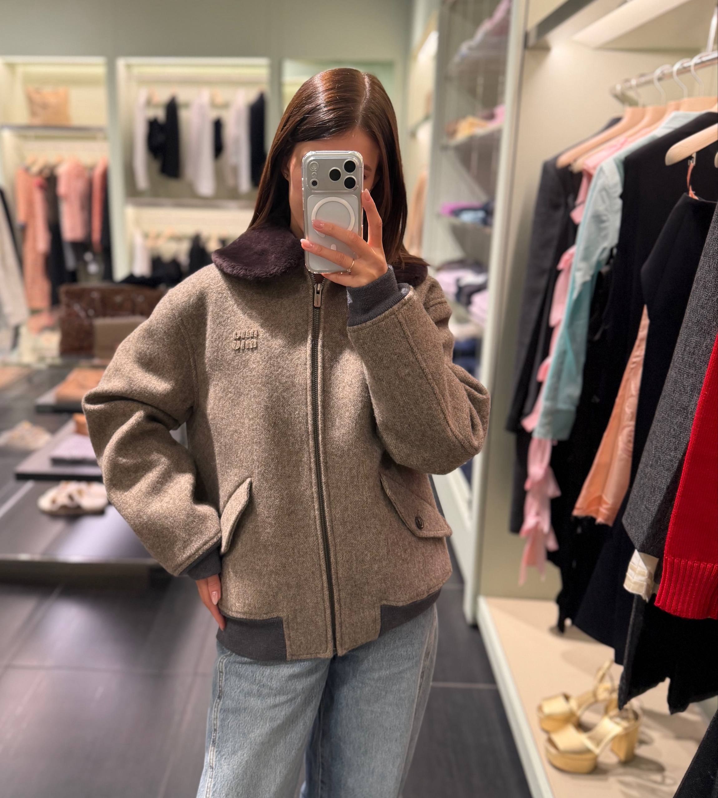 Шерстяной бомбер Miu Miu Prada