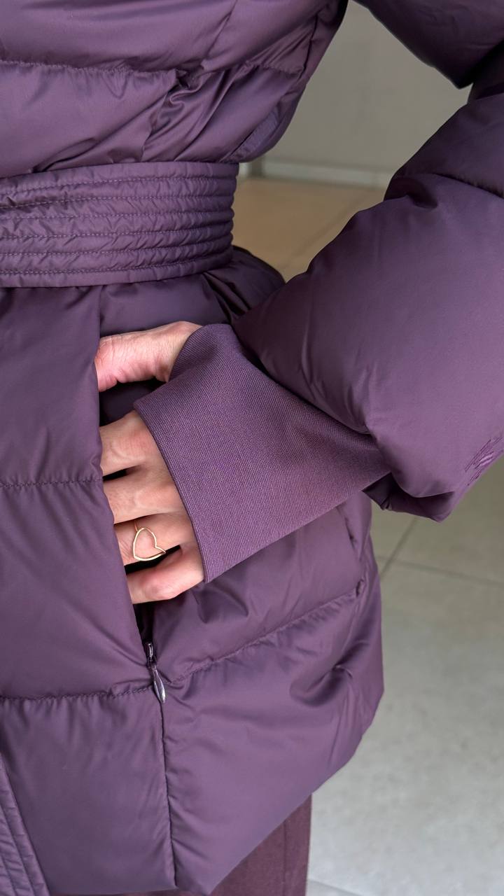 Стеганый пуховик с поясом MaxMara