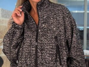 Куртка-бомбер твидовая с пайетками MaxMara