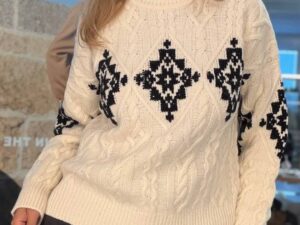 Вязаный свитер с узором MaxMara — фото 1 Вязаный свитер с узором MaxMara