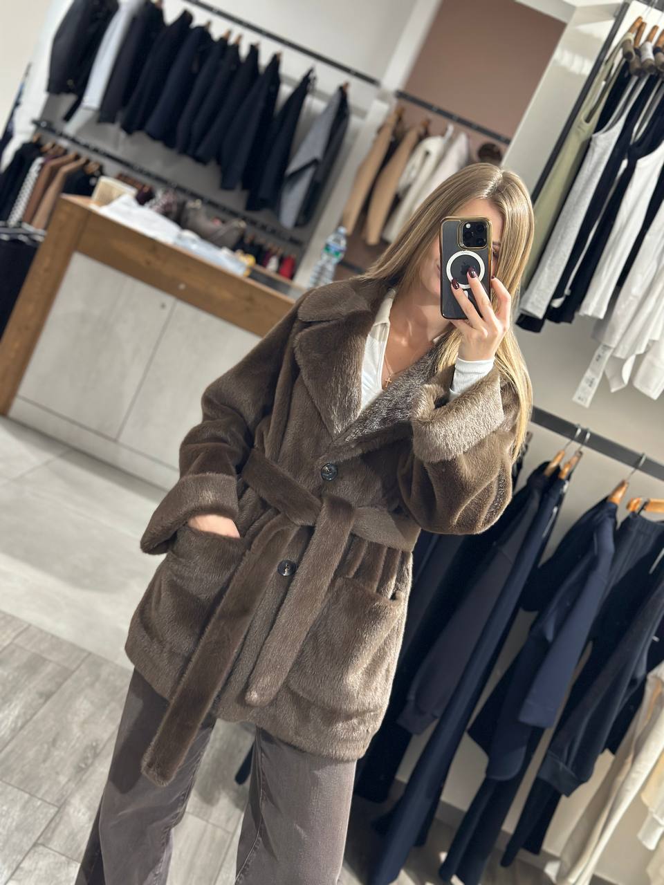 Полупальто из экомеха Seventy MaxMara