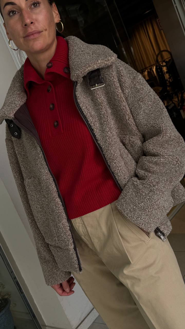 Женский джемпер-поло в рубчик MaxMara