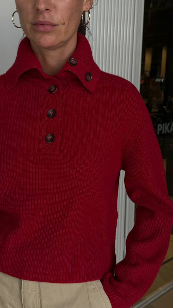Женский джемпер-поло в рубчик MaxMara
