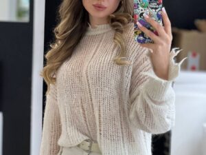 Джемпер женский фактурной вязки Очки