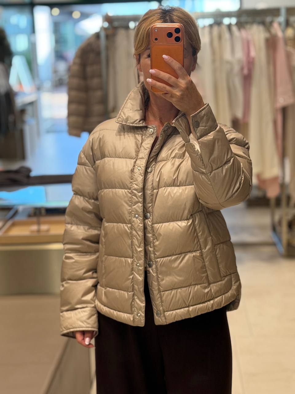 Куртка-пуховик стеганая бежевая PESERICO OUTLET