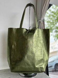 Кожаная сумка-шопер с металликом LEATHER
