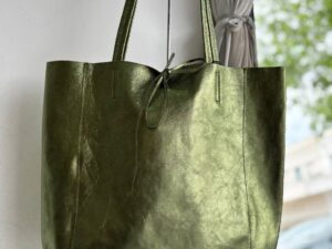 Кожаная сумка-шопер с металликом LEATHER
