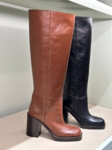 Кожаные сапоги на каблуке PRADA