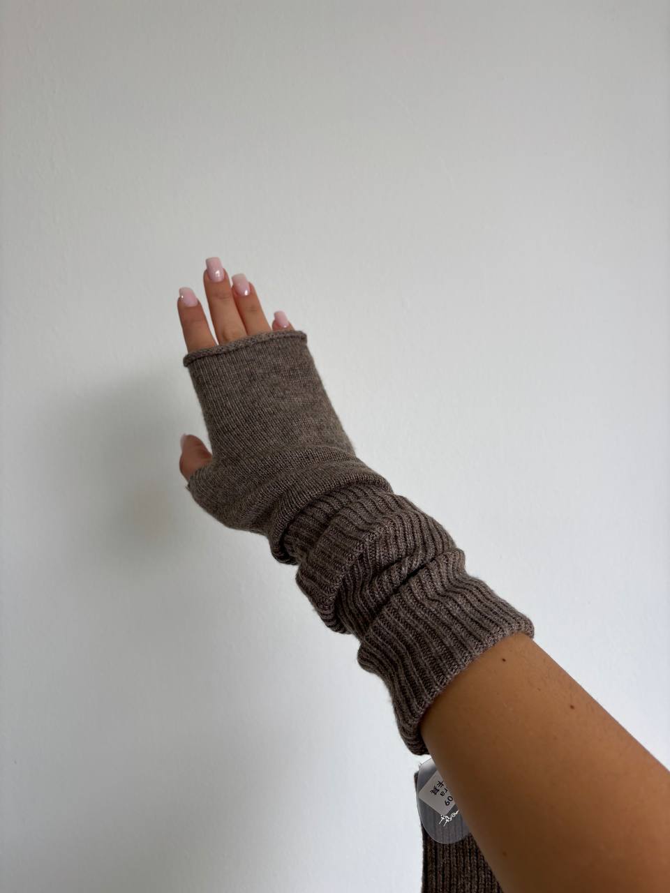 Митенки женские вязаные удлиненные LEATHER