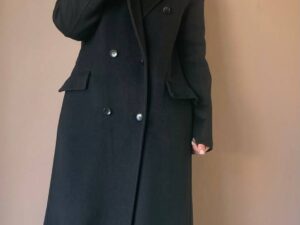 Пальто двубортное макси черное MaxMara