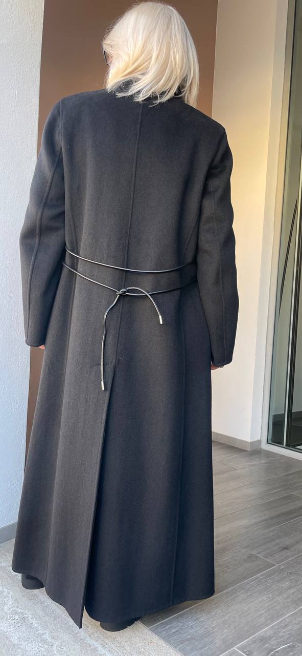 Пальто двубортное макси черное MaxMara